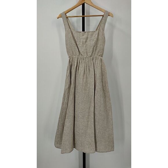 Quince Dresses & Skirts - Quince Women 100% European Linen Fit & Flare Midi Dress Flax Basic Sleeved XS